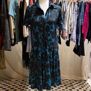 Chic Black and Blue Floral Mini Dress